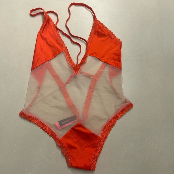 La SENZA Other - La SENZA Red Chemise with Sheer Mesh and Plunging Neckline Size S